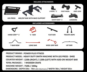 HEAVY DUTY SMITH MACHINE WITH LEG PRESS - SM02 (PRE ORDER)