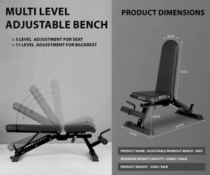 ADJUSTABLE WORKOUT BENCH - AB02