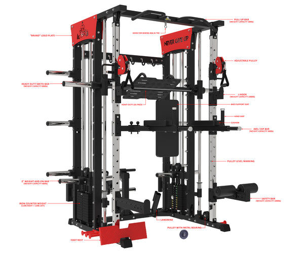 Load image into Gallery viewer, POWER PACK COMMERCIAL SMITH MACHINE - SM04 (Red)