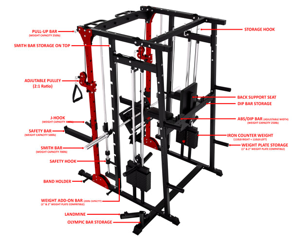 Load image into Gallery viewer, MULTI FUNCTIONAL SMITH MACHINE WITH LEG PRESS - SM01