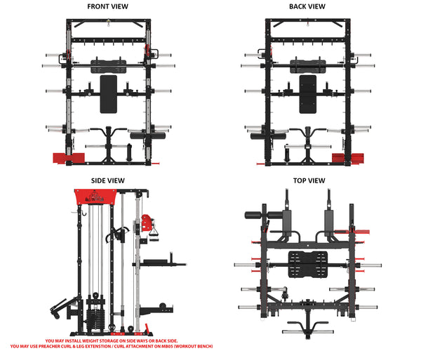 Load image into Gallery viewer, POWER PACK COMMERCIAL SMITH MACHINE - SM04 (Red)