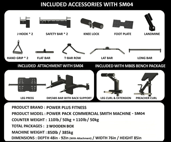 Load image into Gallery viewer, POWER PACK COMMERCIAL SMITH MACHINE - SM04 (Red)