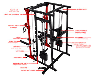 MULTI FUNCTIONAL SMITH MACHINE WITH LEG PRESS - SM01