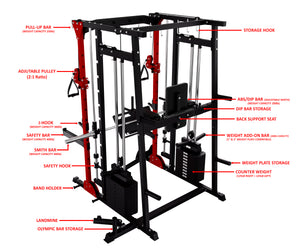 MULTI FUNCTIONAL SMITH MACHINE WITH LEG PRESS - SM01